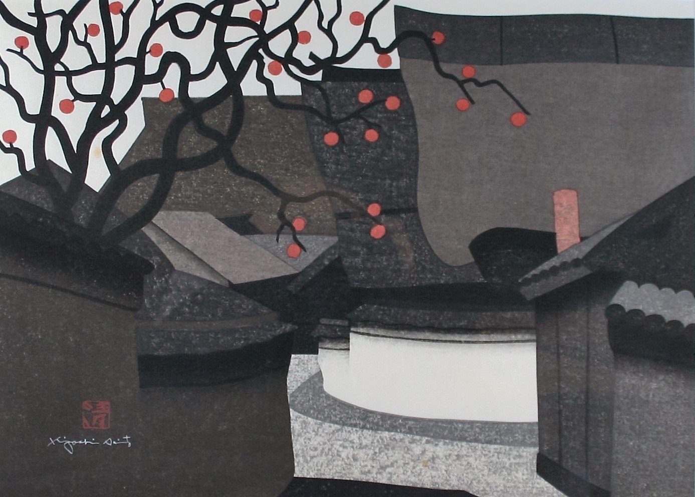 おうちギャラリー 斉藤清先生の「奈良の秋」木版画を紹介いたします 